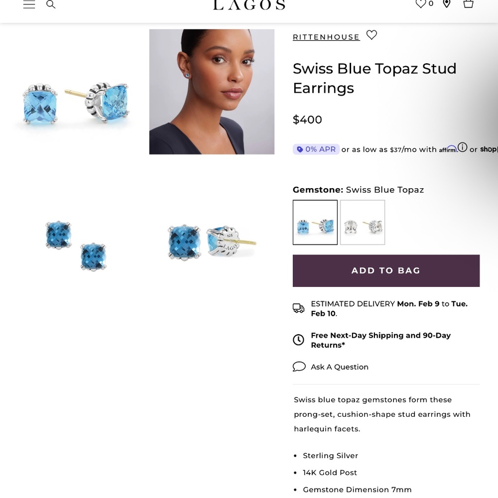 Lagos Blue Topaz Ring&Earrings - Picture 5 of 16